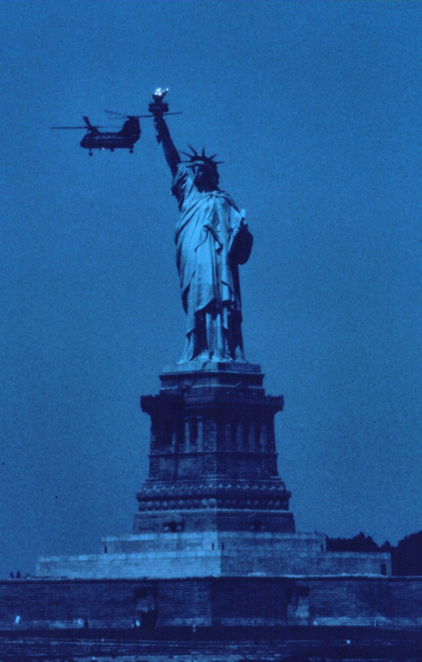 The Statue of Liberty, New York Harbor, with Navy helicopter during 1976 Bicentennial Tall Ship celebration (Image credit: Rear Admiral Harley D. Nygren) The Statue of Liberty, New York Harbor, with Navy helicopter during 1976 Bicentennial Tall Ship celebration