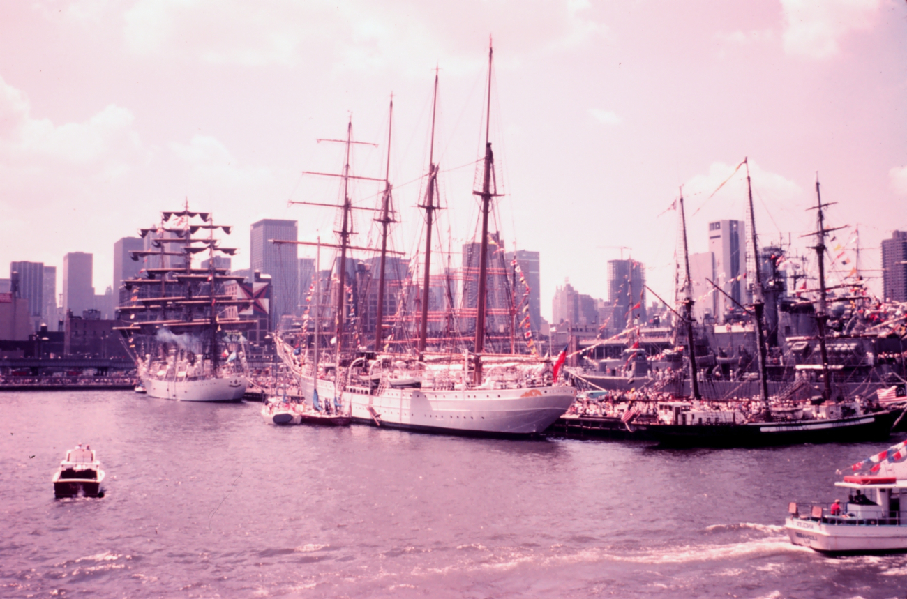 Tall ships tied up in New York Harbor (Image credit: Rear Admiral Harley D. Nygren) Tall ships tied up in New York Harbor