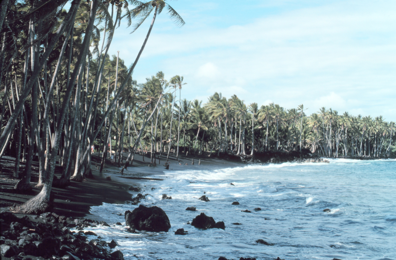 A black lava sand beach - since destroyed by lava flows (Image credit: Commander John Bortniak) A black lava sand beach - since destroyed by lava flows