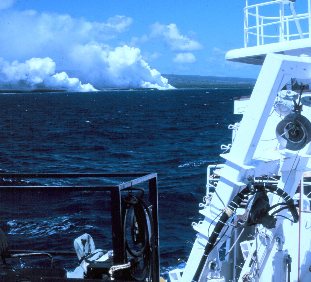 Steam formed by lava entering the sea (Image credit: Captain Robert A. Pawlowski) Steam formed by lava entering the sea