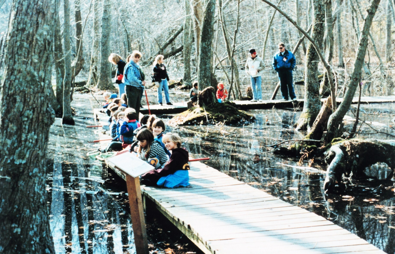 An elementary school outing at Flag Pond Marsh, a wetlands nature park (Image credit: Mary Hollinger) An elementary school outing at Flag Pond Marsh, a wetlands nature park