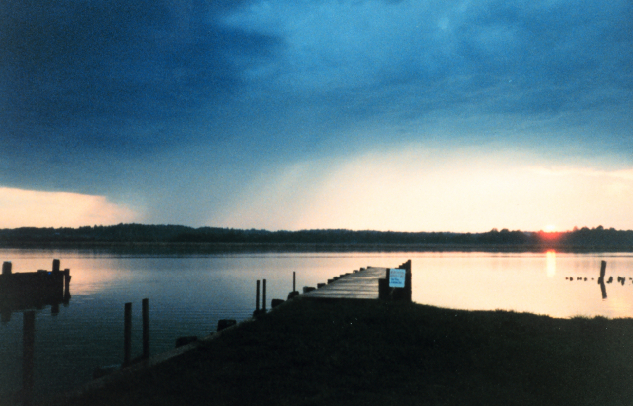 Sunset and a small rain storm across the river (Image credit: Mary Hollinger) Sunset and a small rain storm across the river