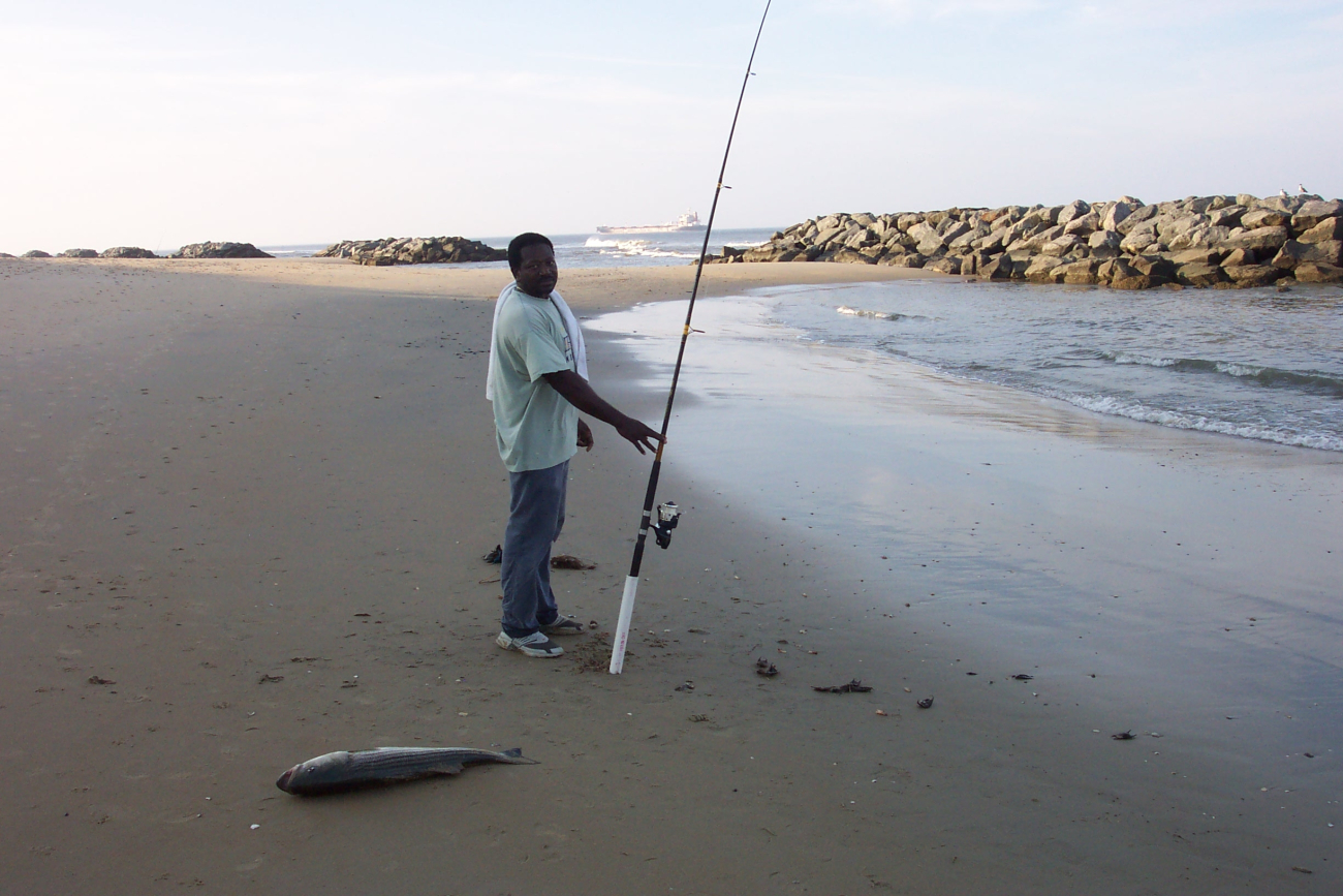 Fishing for striped bass at Cape Henry (Image credit: Captain Albert E. Theberge) Fishing for striped bass at Cape Henry