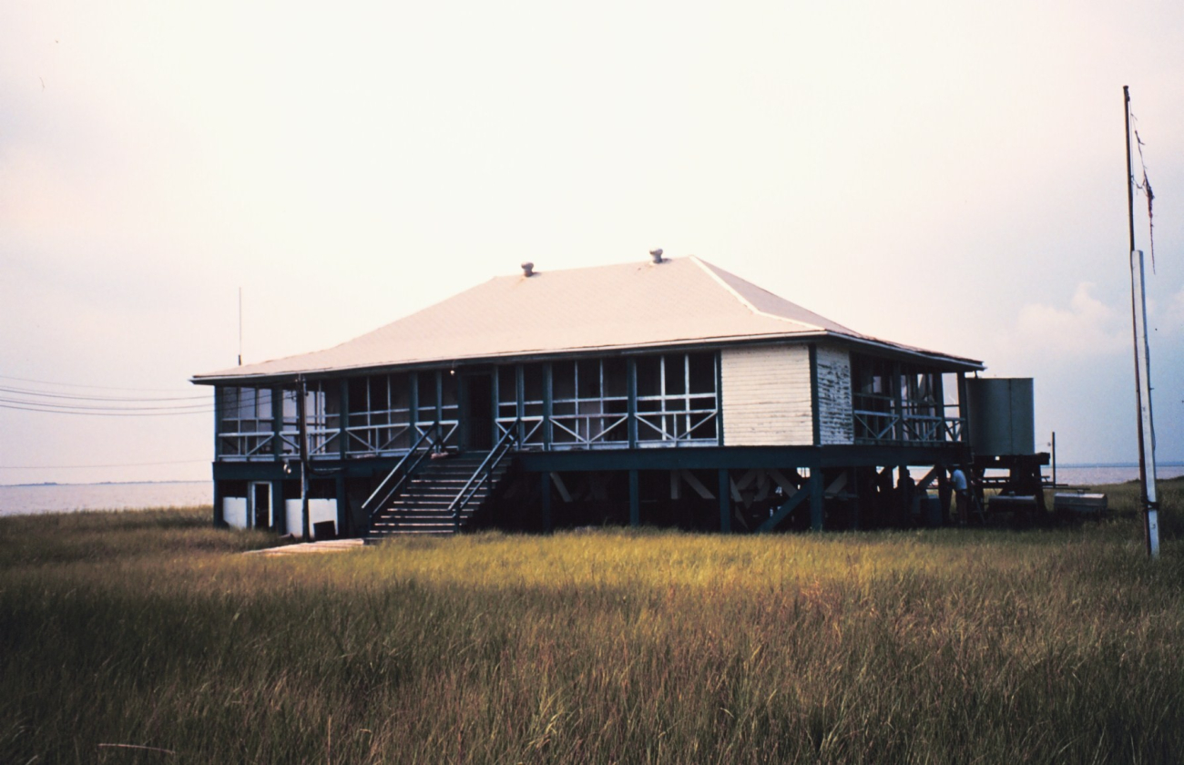 Hunting and fishing camp built on stilts - accessible only by boat althoughpower lines have been run across the marsh (Image credit: Dr. Terry McTigue) Hunting and fishing camp built on stilts - accessible only by boat althoughpower lines have been run across the marsh