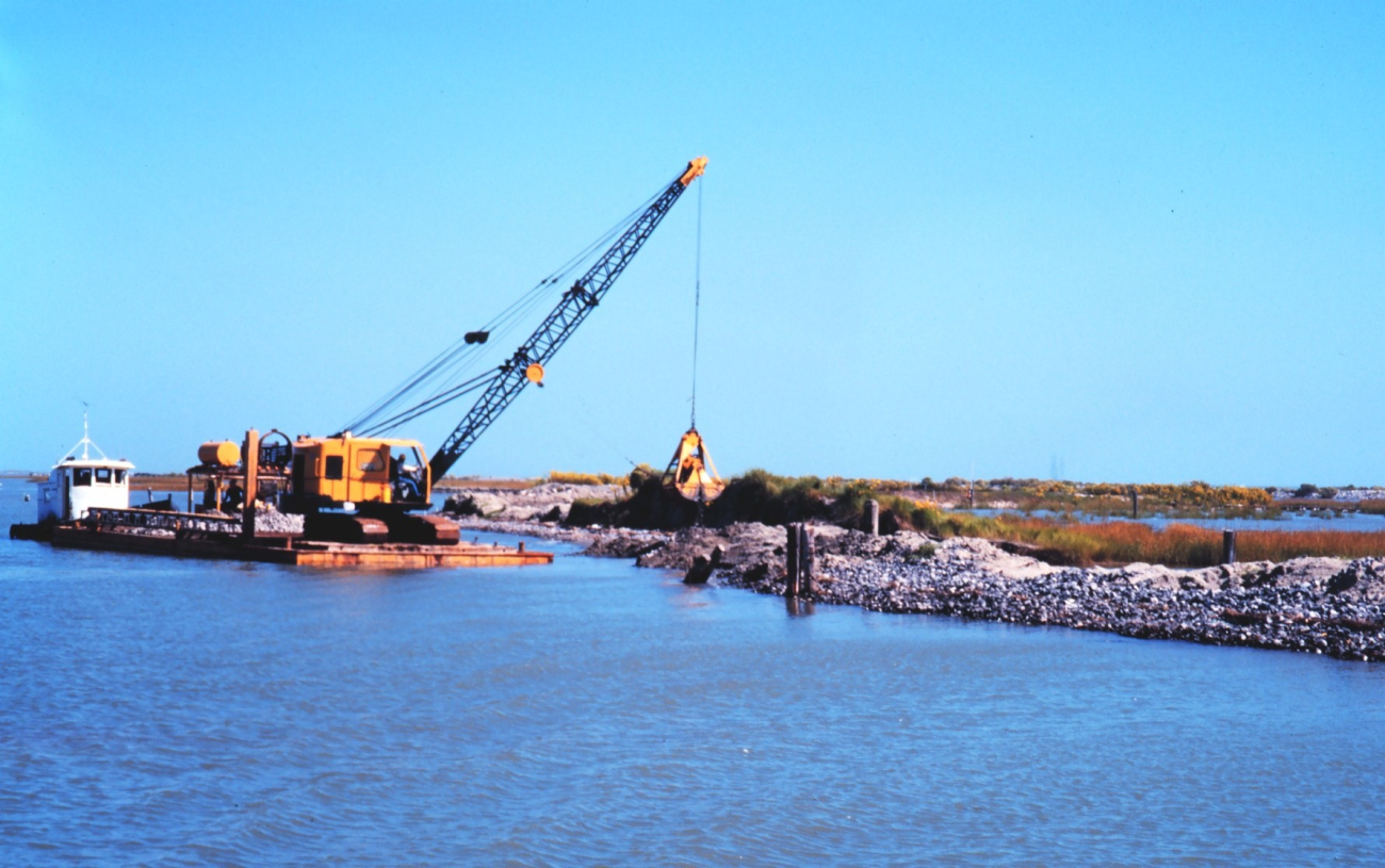 The Greenhill/East Timbalier levee maintenance (Image credit: Dr. Terry McTigue) The Greenhill/East Timbalier levee maintenance