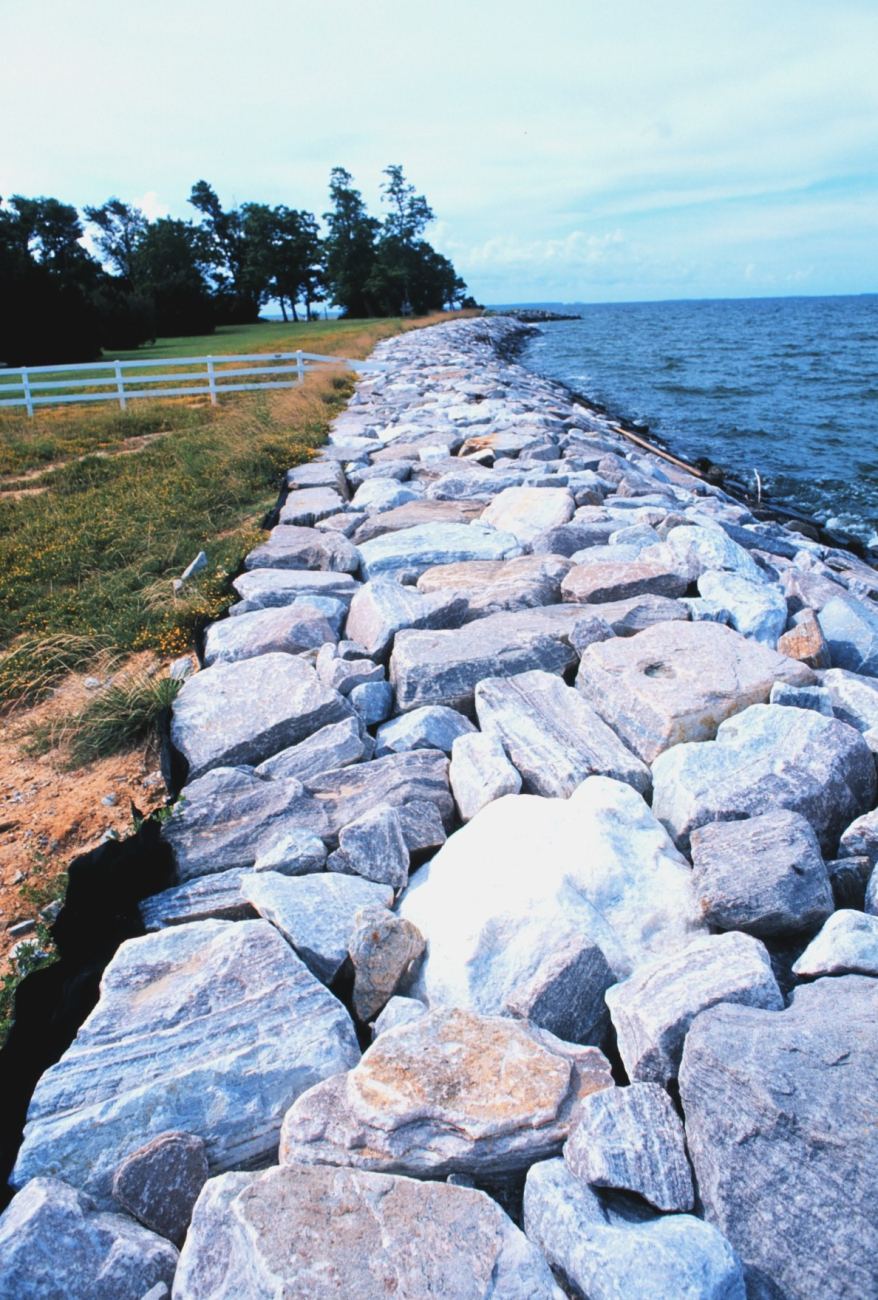 Rock seawall to mitigate erosion at the south end of Tilghman Island (Image credit: Mr. William Folsom) Rock seawall to mitigate erosion at the south end of Tilghman Island