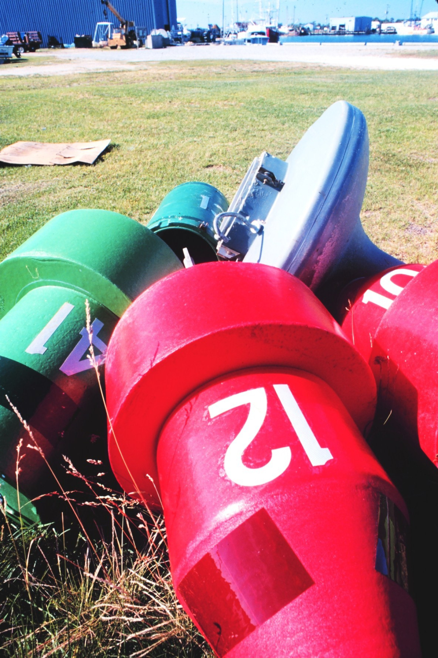 Buoys ready to guide mariners at the Coast Guard Station