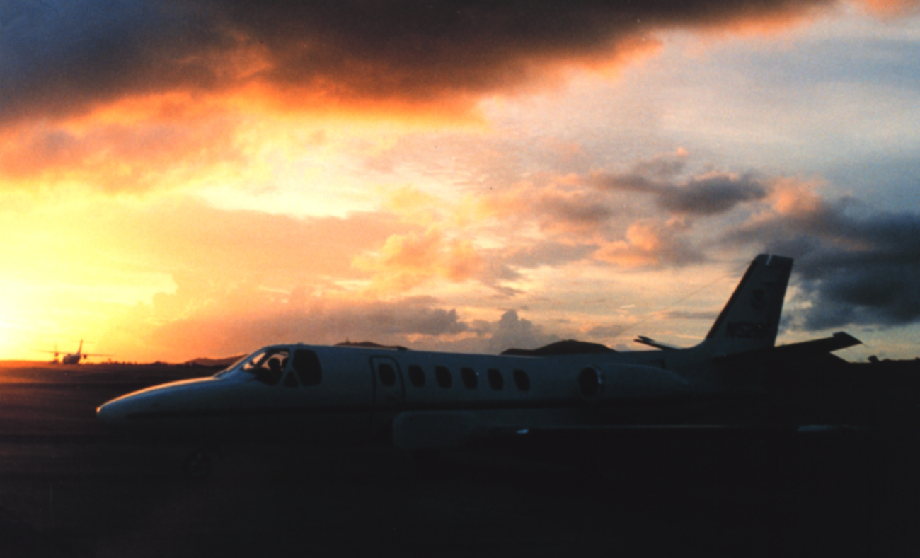 NOAA Cessna Citation II jet aircraft at sunset at Rohlsen International Airport (Image credit: Mr. Sean Linehan) NOAA Cessna Citation II jet aircraft at sunset at Rohlsen International Airport