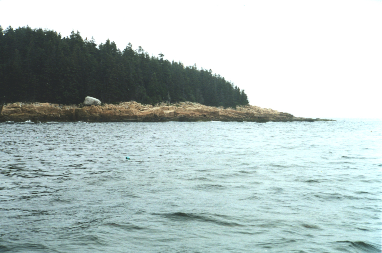 Glacial erratic boulder (white boulder in left center) trapped on erodinggranite shoreline (Image credit: Mr. David Sinson) Glacial erratic boulder (white boulder in left center) trapped on erodinggranite shoreline