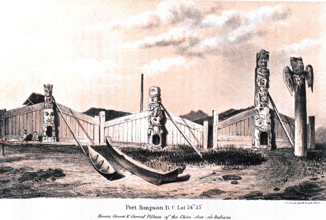 Native dwellings and totem poles at Port Simpson, British Columbia (Image credit: Archival photography by Mr. Steve Nicklas) Native dwellings and totem poles at Port Simpson, British Columbia