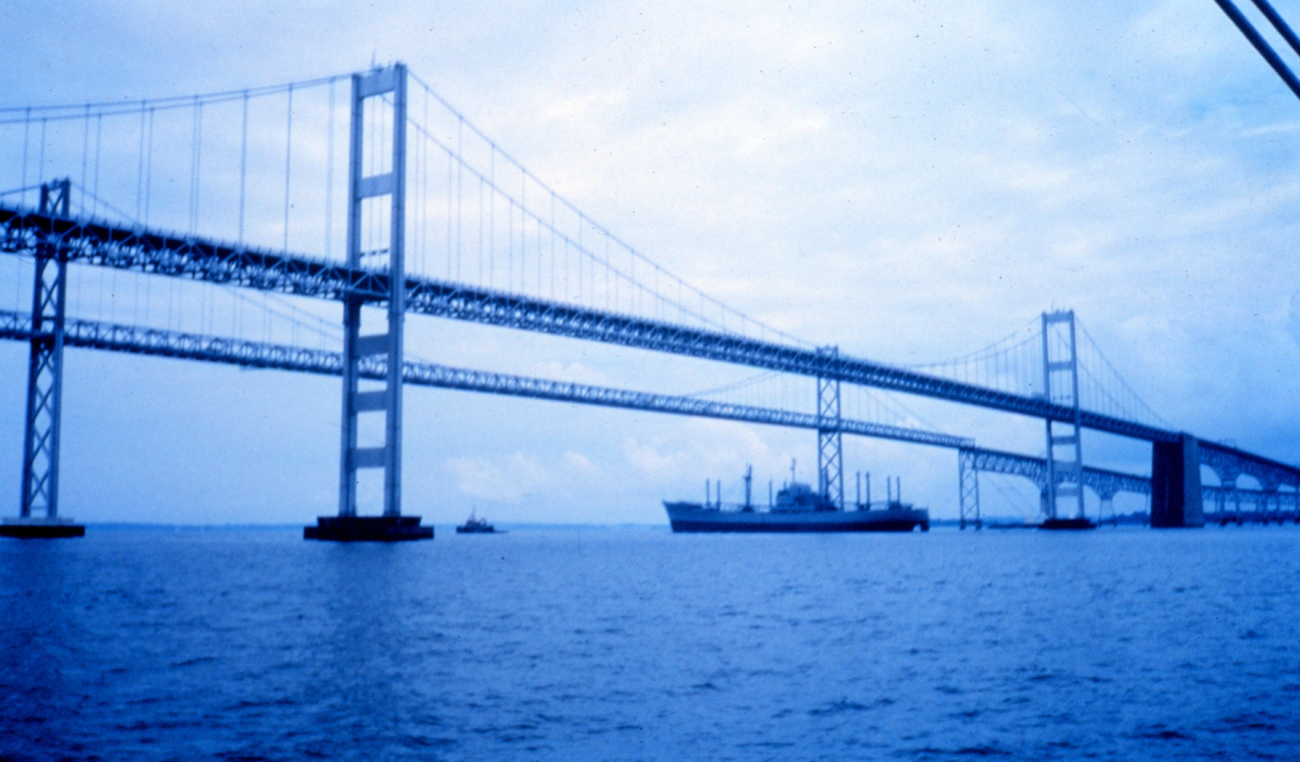 A tugboat tows an old freighter down the bay and under the Chesapeake Bay Bridge (Image credit: Rich Bourgerie) A tugboat tows an old freighter down the bay and under the Chesapeake Bay Bridge