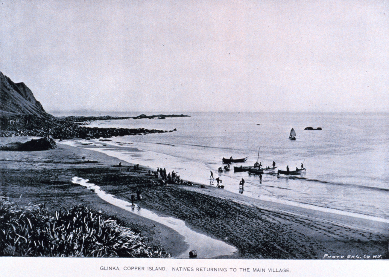Native Aleuts returning to Glinka, the main village of Copper Island (Image credit: Archival photograph by Mr. Steve Nicklas) Native Aleuts returning to Glinka, the main village of Copper Island