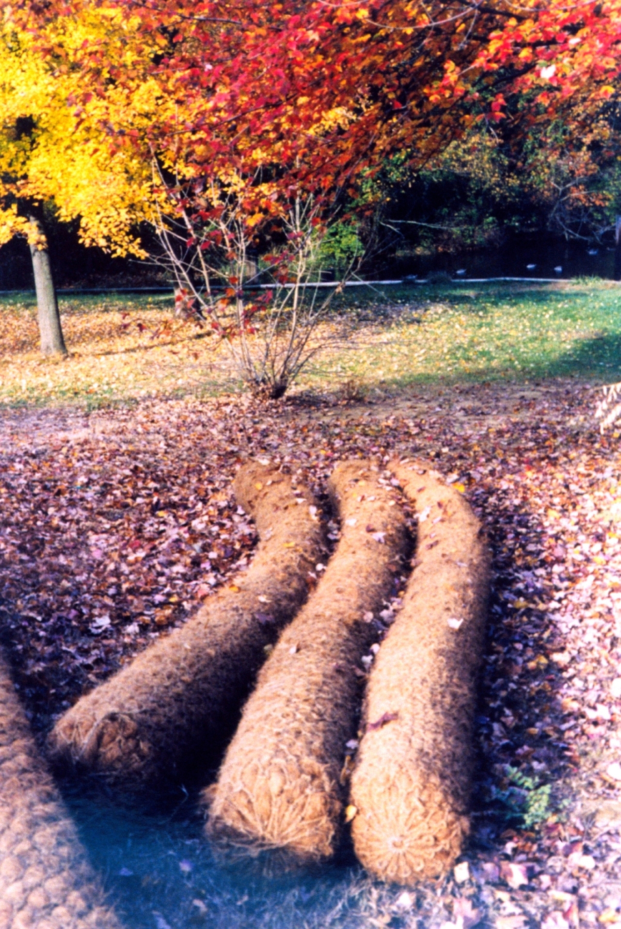 Biologs ready to be installed as an erosion buffer (Image credit: Mary Hollinger) Biologs ready to be installed as an erosion buffer