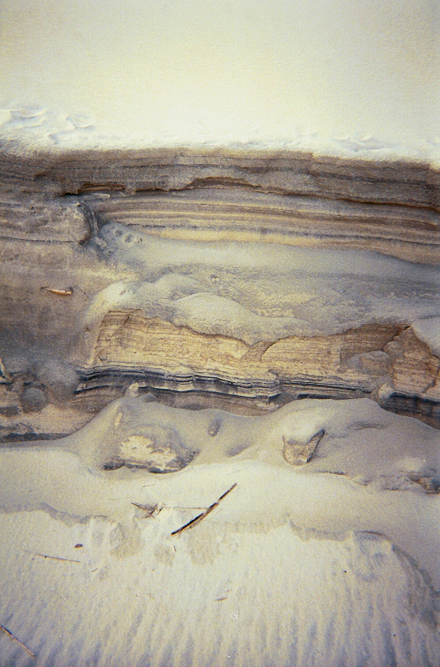 Horizontal sand laminations show along eroding dune (Image credit: Captain Albert E. Theberge) Horizontal sand laminations show along eroding dune
