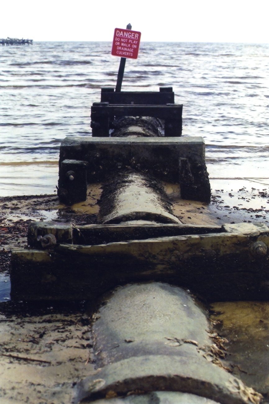 An outfall pipe entering the Gulf of Mexico (Image credit: Mary Hollinger) An outfall pipe entering the Gulf of Mexico