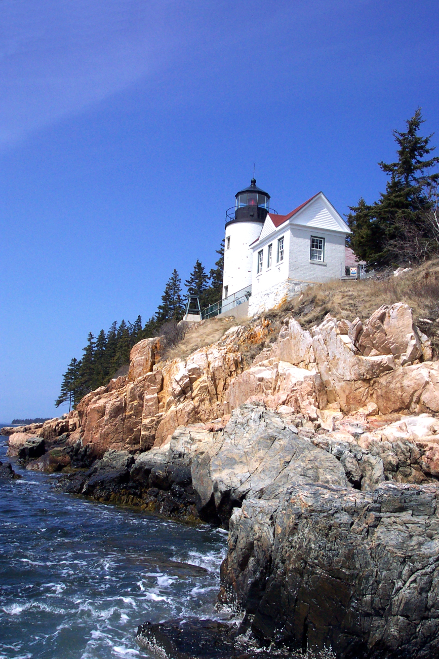 Bass Harbor Head Lighthouse from below and looking east at the shoreline (Image credit: Captain Albert E. Theberge) Bass Harbor Head Lighthouse from below and looking east at the shoreline