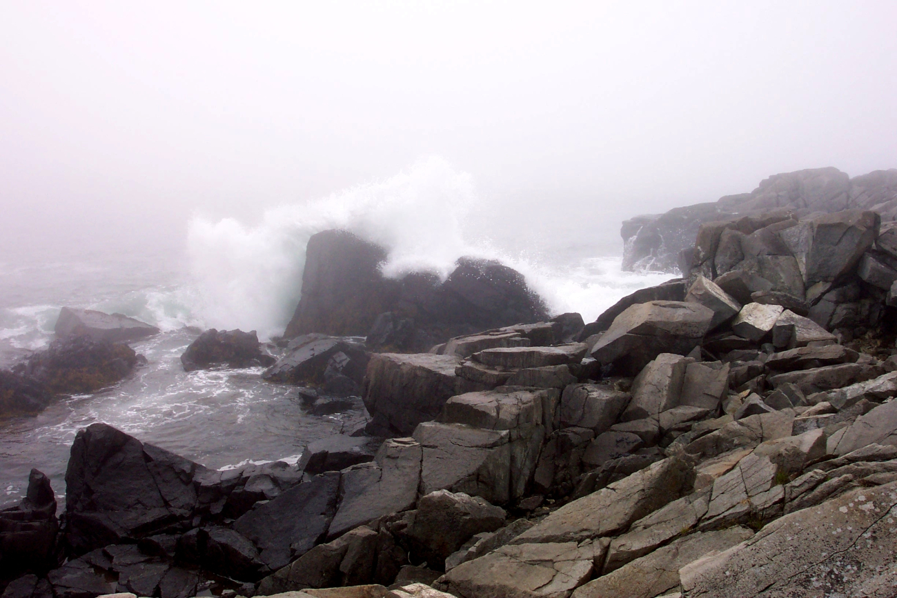 Rock, spray, and fog (Image credit: Captain Albert E. Theberge) Rock, spray, and fog