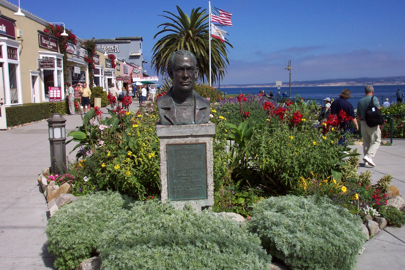 A bust of John Steinbeck near waterfront shops along Cannery Row (Image credit: Captain Albert E. Theberge) A bust of John Steinbeck near waterfront shops along Cannery Row