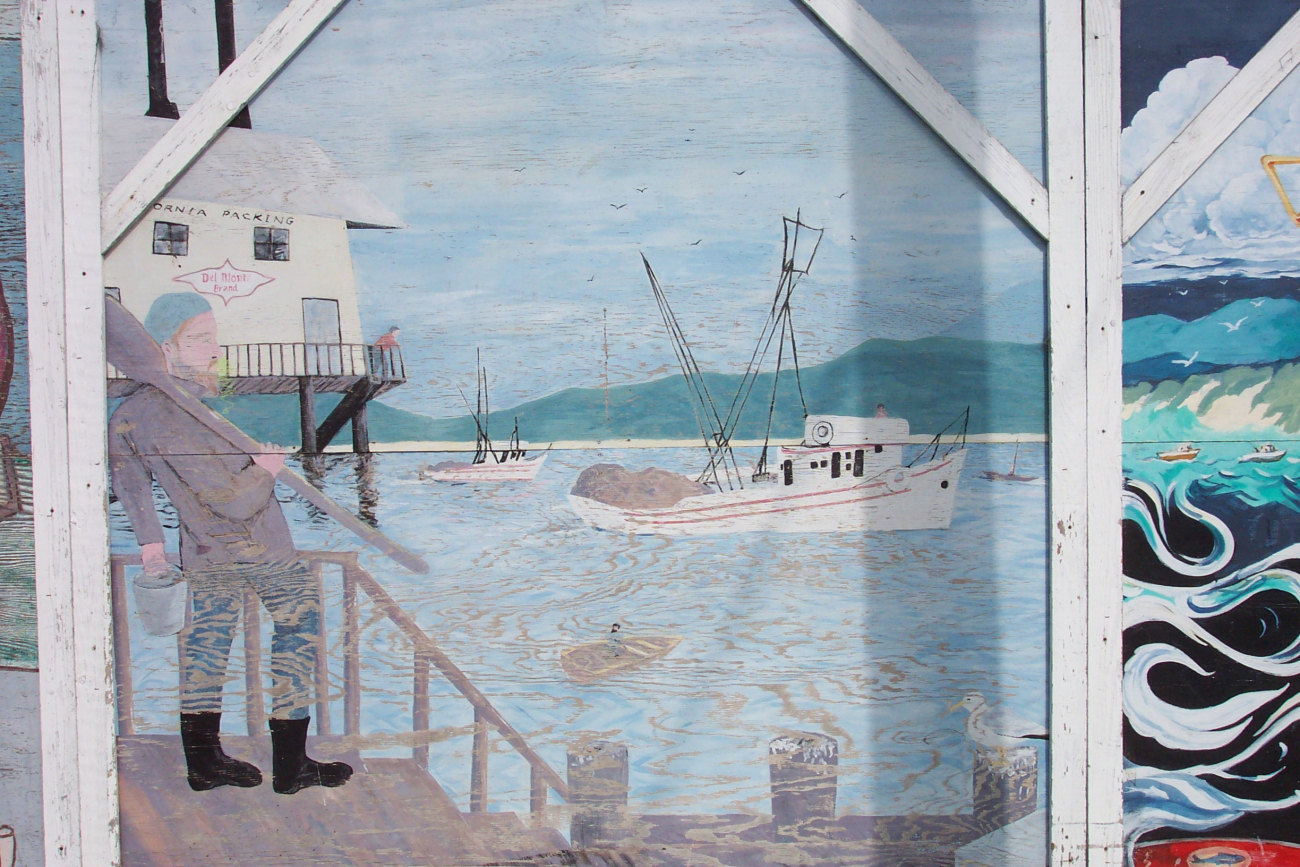 Waterfront art at a construction site commemorating the Cannery Row of the1930's and 1940's (Image credit: Captain Albert E. Theberge) Waterfront art at a construction site commemorating the Cannery Row of the1930's and 1940's