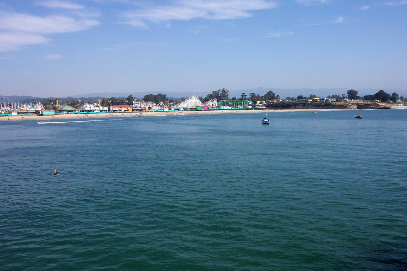 Santa Cruz Boardwalk with the high peak Loma Prieta seen in the background (Image credit: Captain Albert E. Theberge) Santa Cruz Boardwalk with the high peak Loma Prieta seen in the background