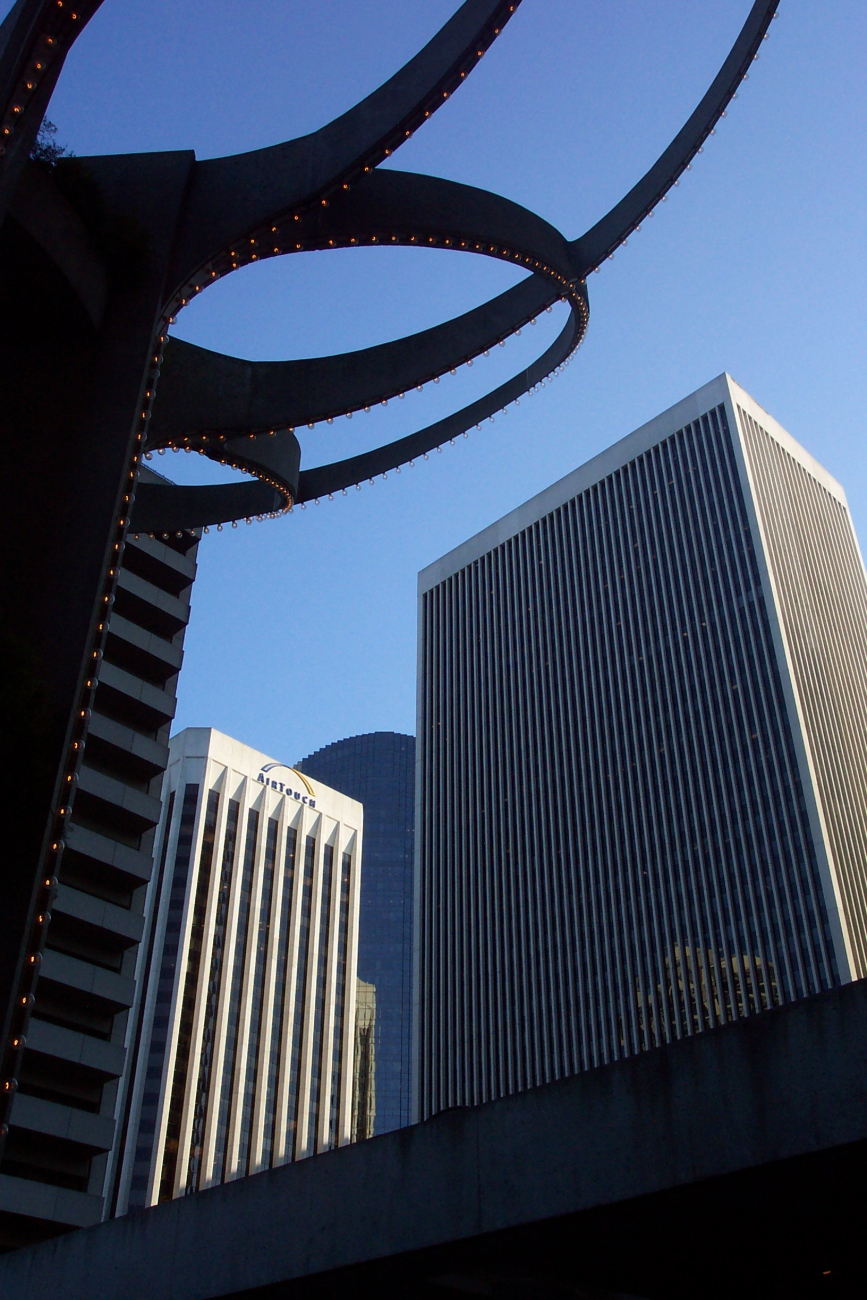 San Francisco geometry lesson - skyscrapers and artwork intermingle for aEuclidean view of downtown San Francisco
