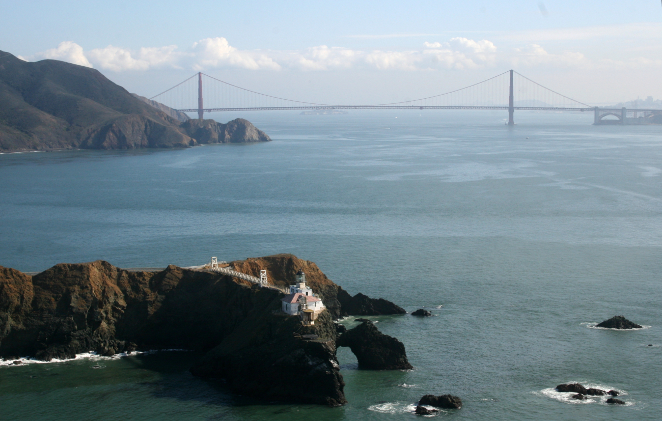 A magnificent view of the Point Bonita Lighthouse with the Golden Gate Bridge in the background line3858.jpg A magnificent view of the Point Bonita Lighthouse with the Golden Gate Bridge in the background