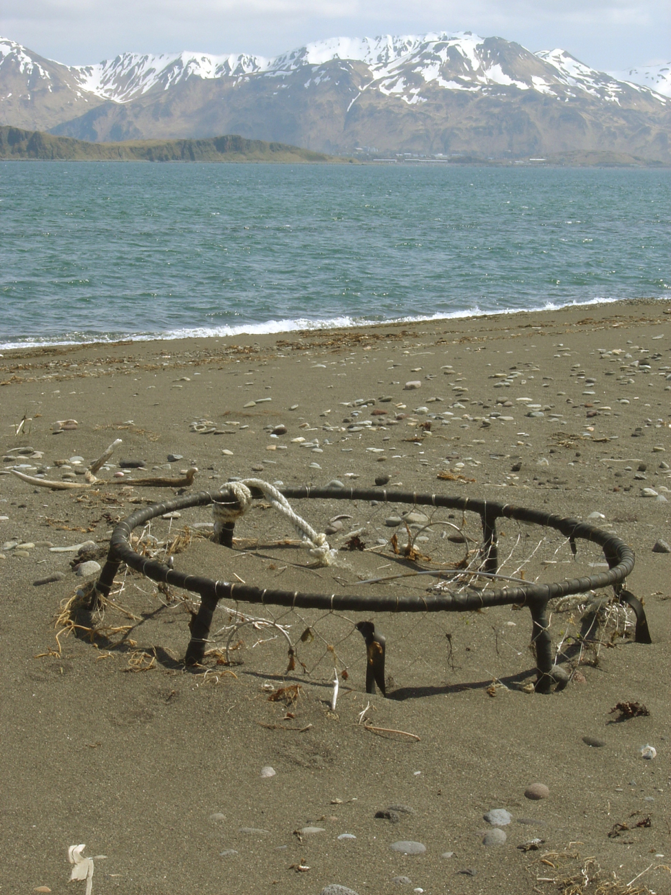 A derelict crabpot on the beach at Dutch Harbor (Image credit: Doug Helton) A derelict crabpot on the beach at Dutch Harbor