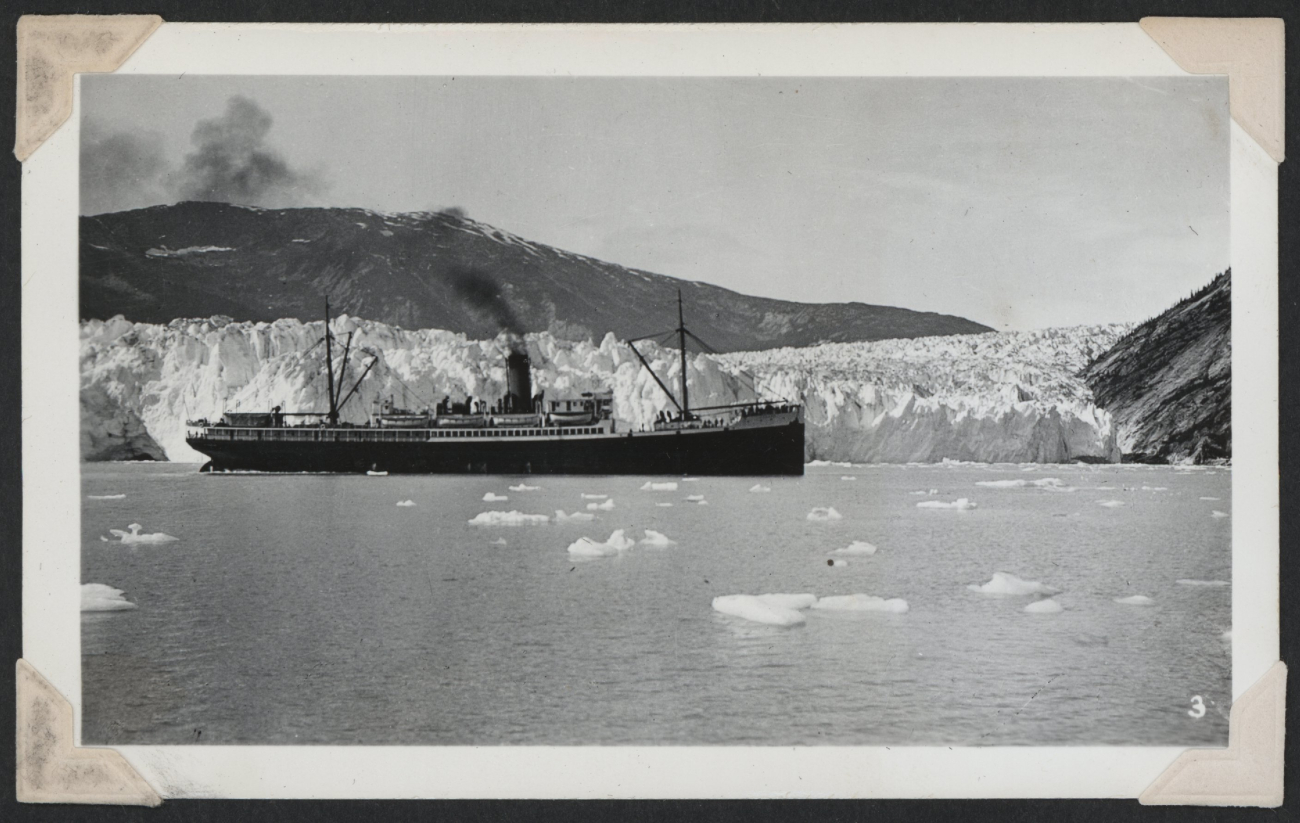 Tourist steamer at Taku Glacier (Image credit: Collection of Vice Admiral H. Arnold Karo, C&GS; deceased) Tourist steamer at Taku Glacier