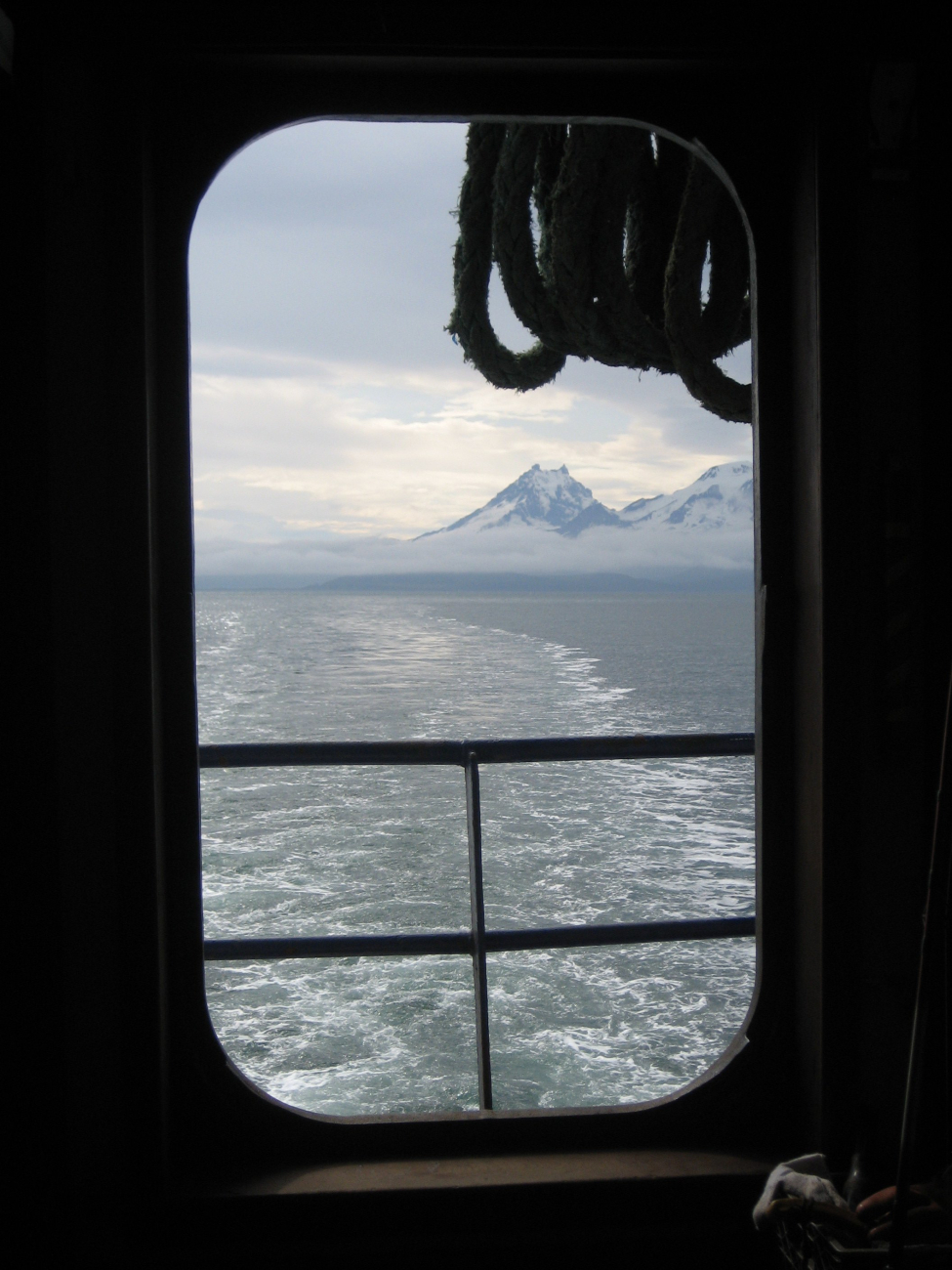 Isanotski (left) and Roundtop Volcanoes (Image credit: Second Mate Michael Theberge) Isanotski (left) and Roundtop Volcanoes