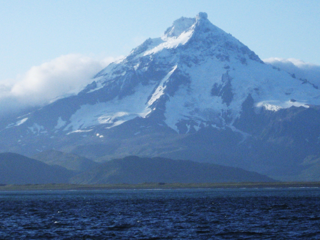 Isanotski Volcano or Ragged Jack on the eastern end of Unimak Island (Image credit: Second Mate Michael Theberge) Isanotski Volcano or Ragged Jack on the eastern end of Unimak Island