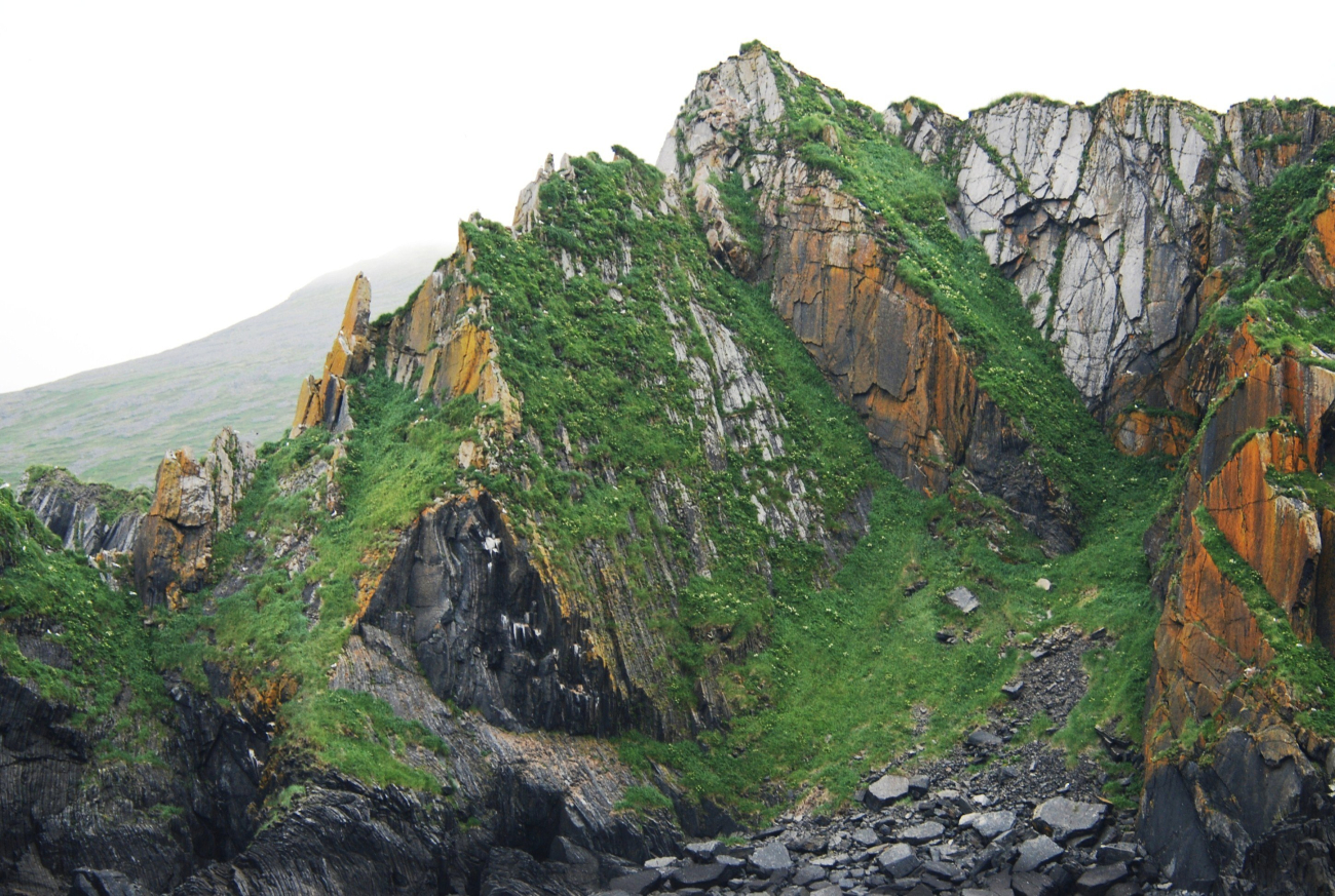 Highly inclined sedimentary beds (Image credit: Ensign Patricia Raymond) Highly inclined sedimentary beds