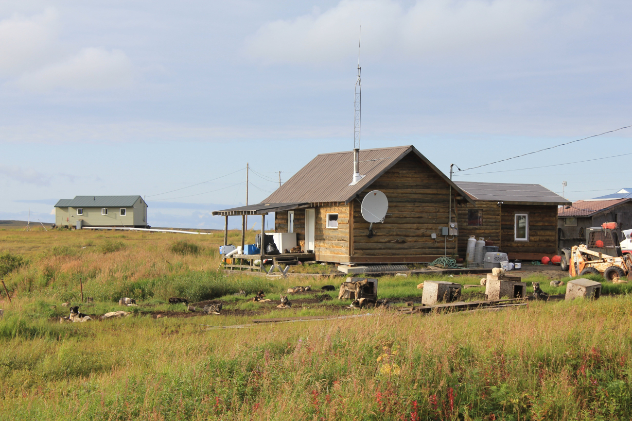 A dog sled team and satellite television receiver (Image credit: Dr. John Cloud) A dog sled team and satellite television receiver