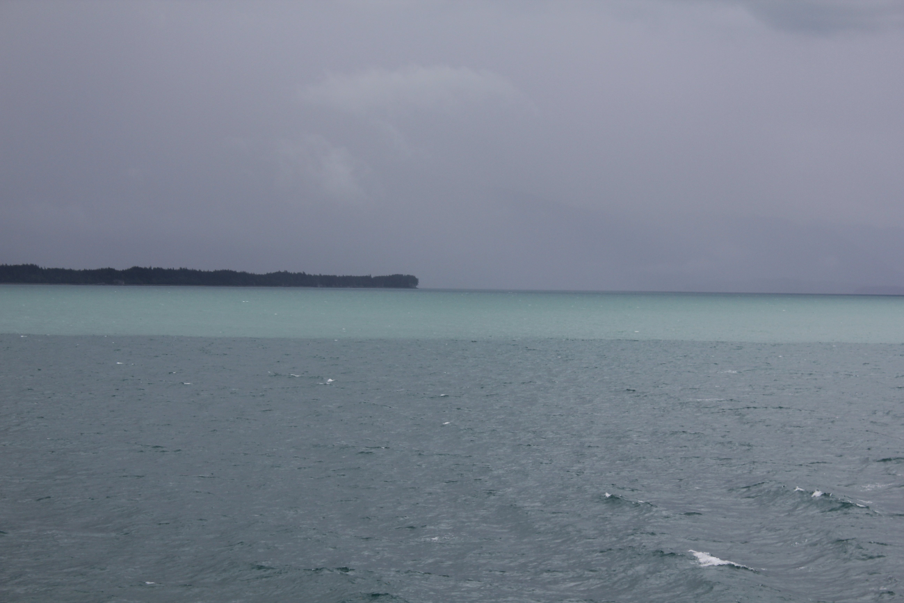 Glacial outwash line is demarcated by juncture between aqua and darker waters (Image credit: Dr. John Cloud) Glacial outwash line is demarcated by juncture between aqua and darker waters