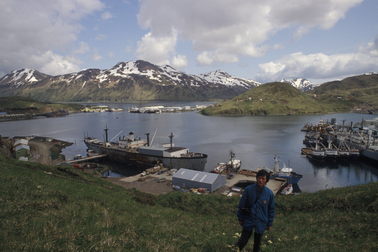 A view of Dutch Harbor with fishing vessels and a large converted freighterbeing used as a cannery ship (Image credit: Allen Shimada) A view of Dutch Harbor with fishing vessels and a large converted freighterbeing used as a cannery ship