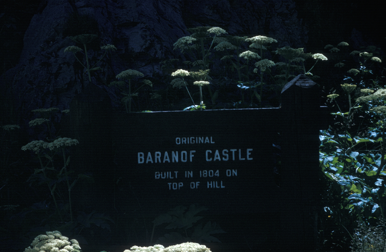 Sign proclaiming original site of Baranof Castle, site of the transfer of powerfrom Russia to the United States in 1867 (Image credit: Family of Captain Miller Tonkel | Captain Miller Tonkel) Sign proclaiming original site of Baranof Castle, site of the transfer of powerfrom Russia to the United States in 1867