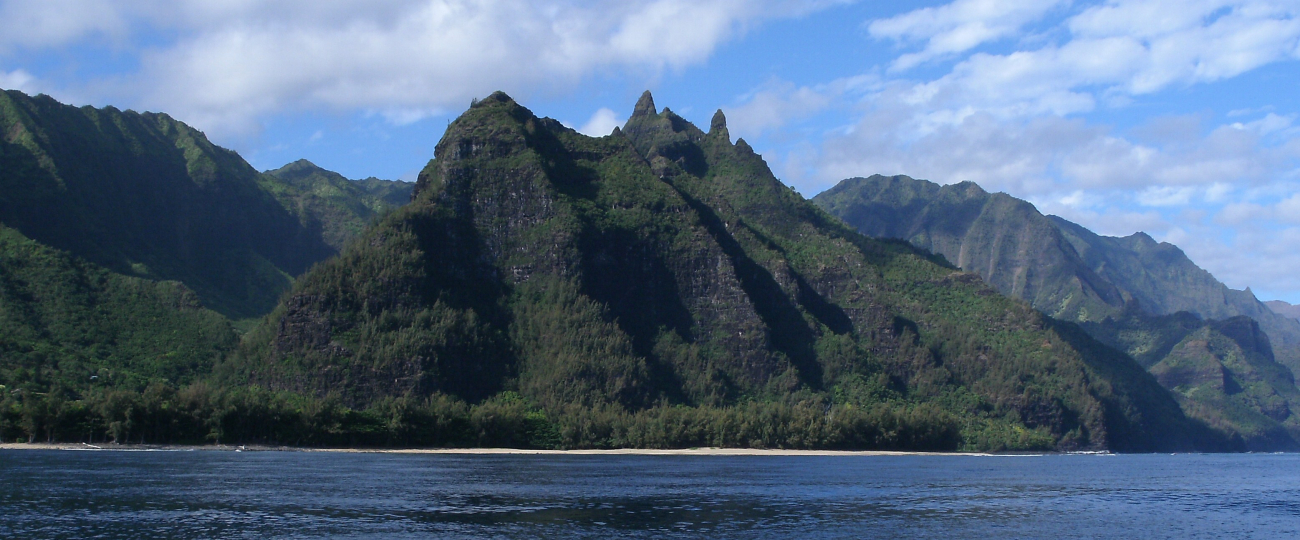 A view from the sea of the sculpted volcanic terrain of the Na Pali coast (Image credit: Jenny Thacker) A view from the sea of the sculpted volcanic terrain of the Na Pali coast