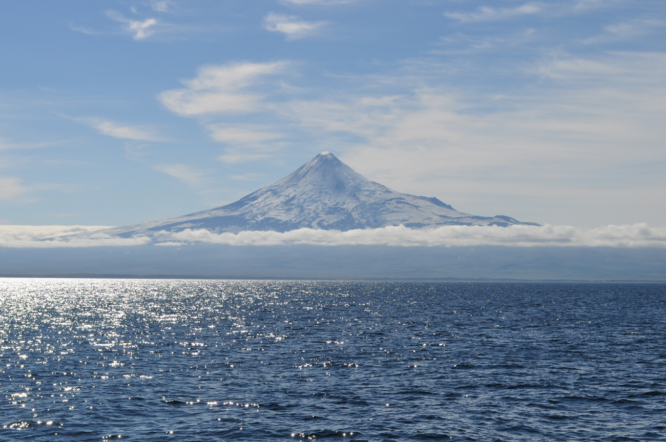 Shishaldin Volcano rising majestically above the Bering Sea (Image credit: Mr. Tom Ward NOAA Teacher at Sea Program) Shishaldin Volcano rising majestically above the Bering Sea