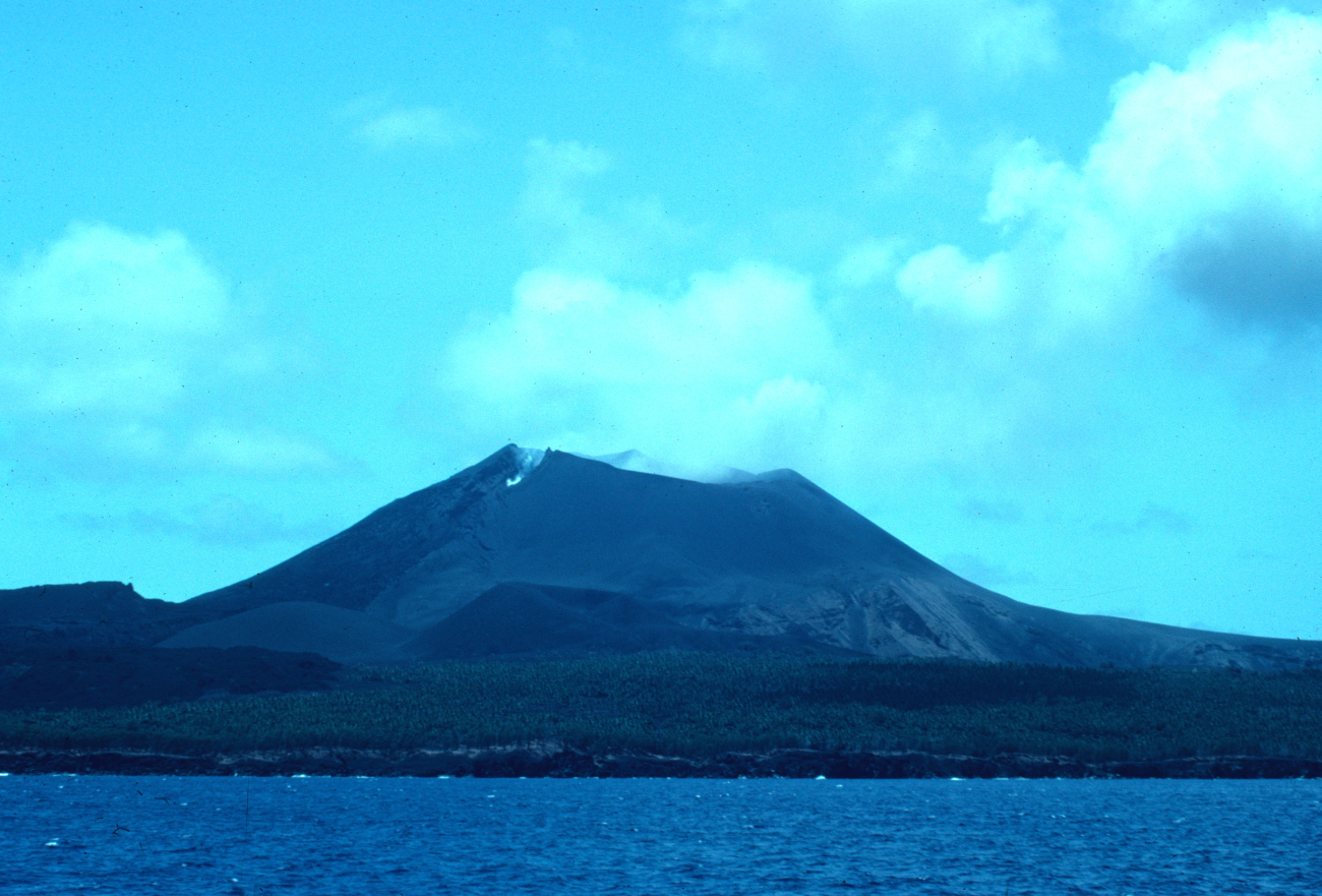 Pagan Volcano showing the crater breach on the leftthat occurred during a 1981 eruption (Image credit: LCDR Gary Barone) Pagan Volcano showing the crater breach on the leftthat occurred during a 1981 eruption