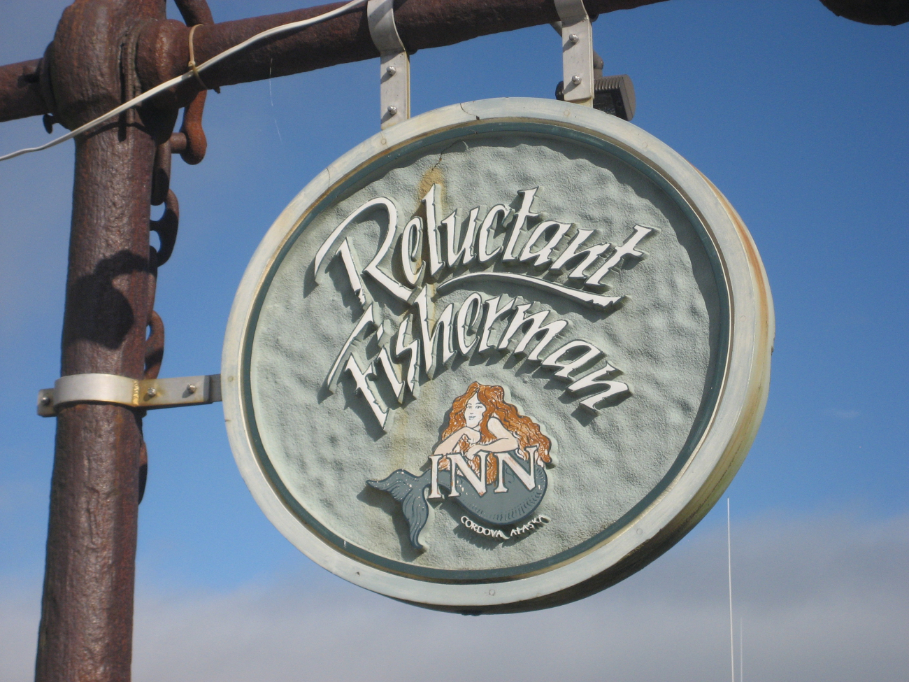 Signpost for the Reluctant Fisherman Inn (Image credit: Chief Mate Michael Theberge) Signpost for the Reluctant Fisherman Inn