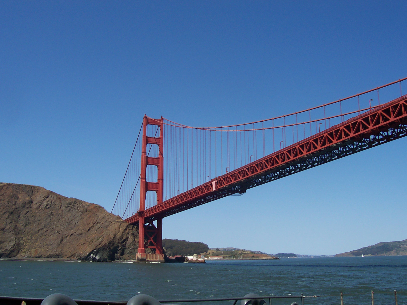 North pier of the Golden Gate Bridge seen looking back as theMILLER FREEMAN departs San Francisco Bay (Image credit: Crew and Officers of NOAA Ship MILLER FREEMAN) North pier of the Golden Gate Bridge seen looking back as theMILLER FREEMAN departs San Francisco Bay