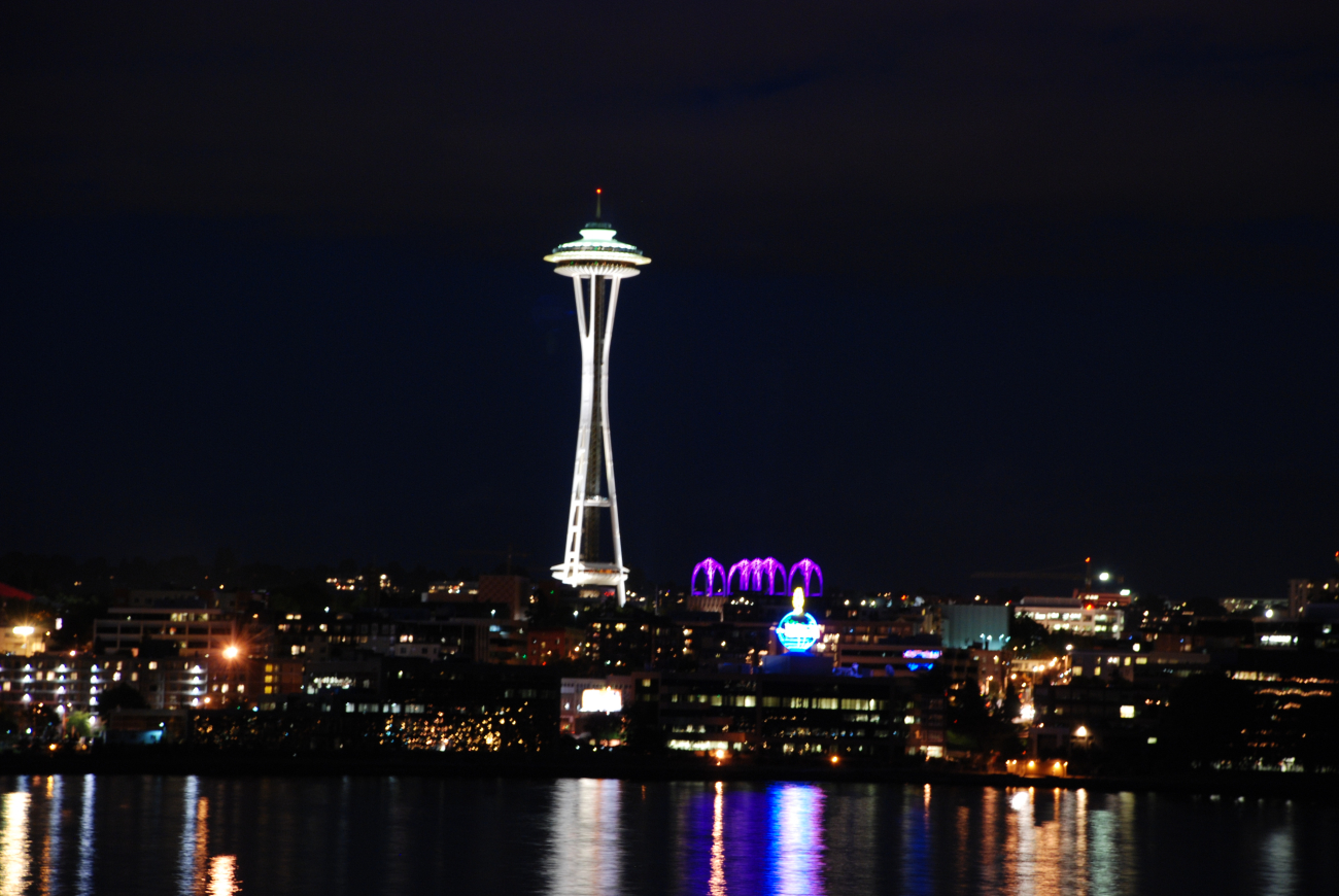 The Space Needle at night from Elliott Bay (Image credit: Crew and Officers of NOAA Ship MILLER FREEMAN) The Space Needle at night from Elliott Bay