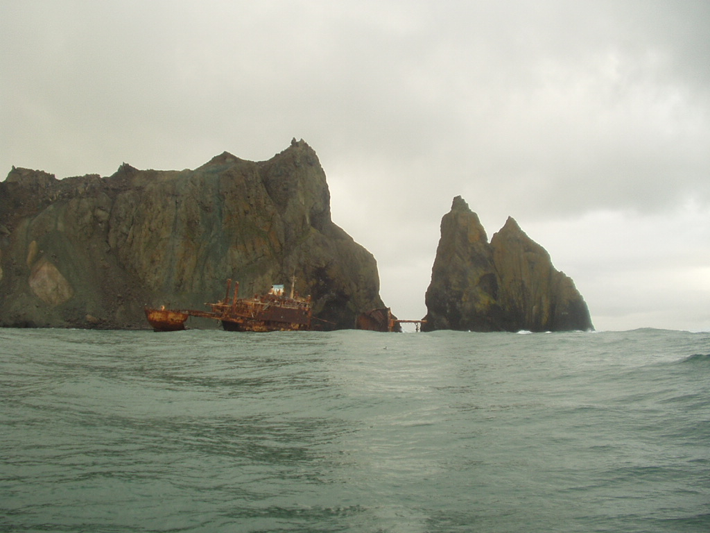 The Greek cargo ship MILOS REEFER, driven aground in November 1989 onGlory of Russia Cape (Image credit: Crew and Officers of NOAA Ship MILLER FREEMAN) The Greek cargo ship MILOS REEFER, driven aground in November 1989 onGlory of Russia Cape
