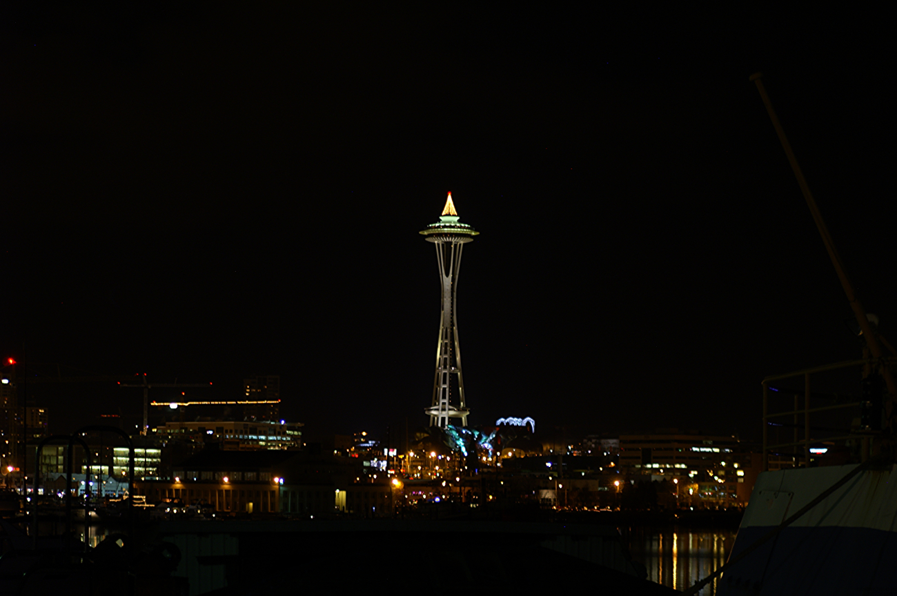 The Space Needle at night (Image credit: Crew and Officers of NOAA Ship FAIRWEATHER) The Space Needle at night
