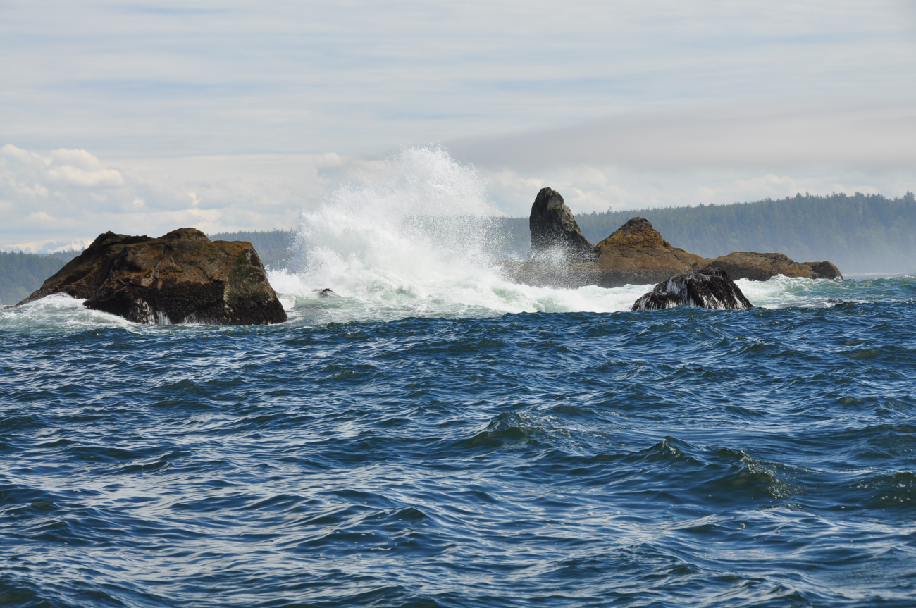 Offshore rocks and spray along the Olympic coast (Image credit: Crew and Officers of NOAA Ship FAIRWEATHER | Lt Jon Andvick NOAA Corps) Offshore rocks and spray along the Olympic coast