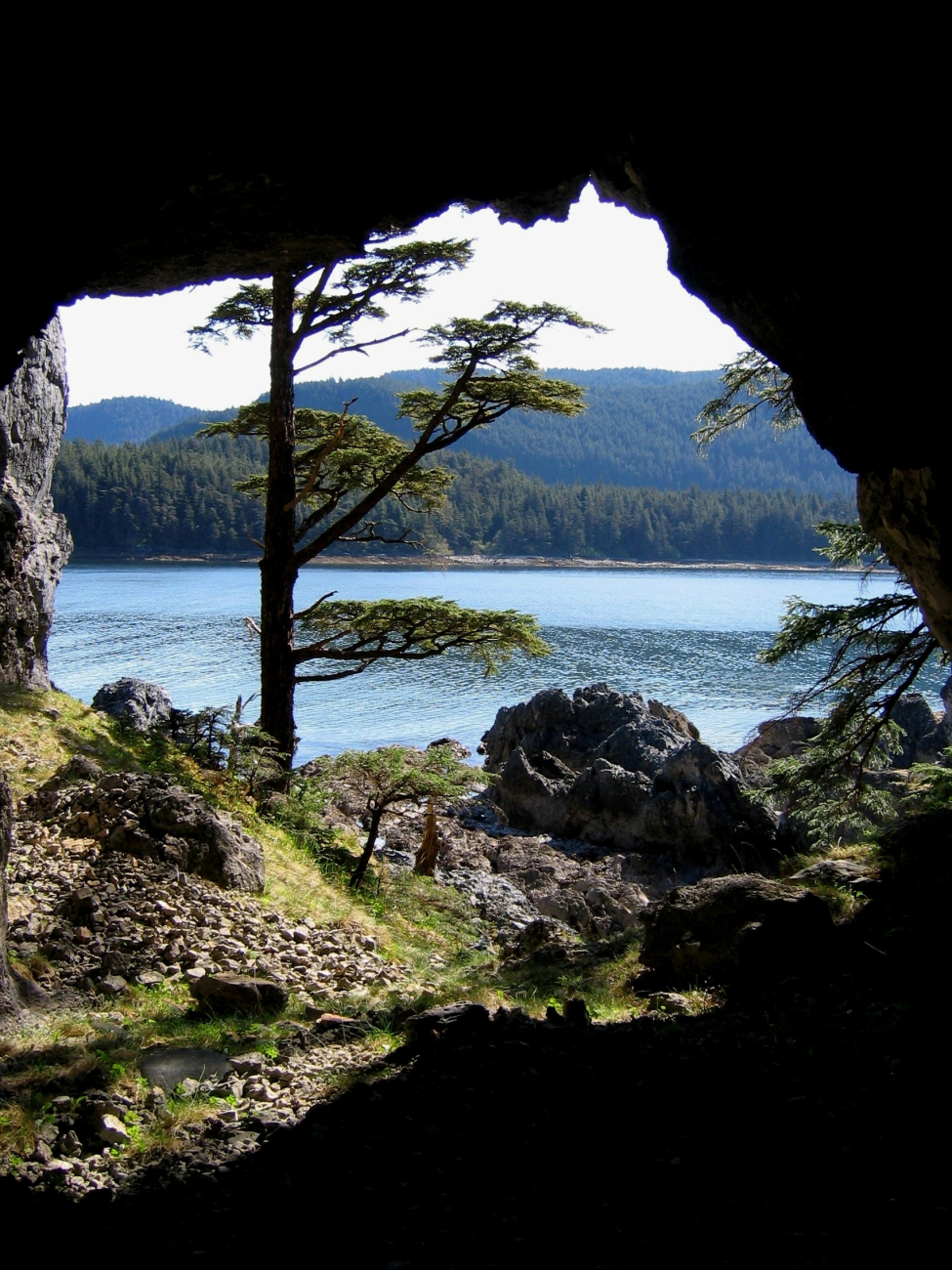 Looking out from a Sea cave in the Cape Decision area (Image credit: Crew and Officers of NOAA Ship FAIRWEATHER) Looking out from a Sea cave in the Cape Decision area