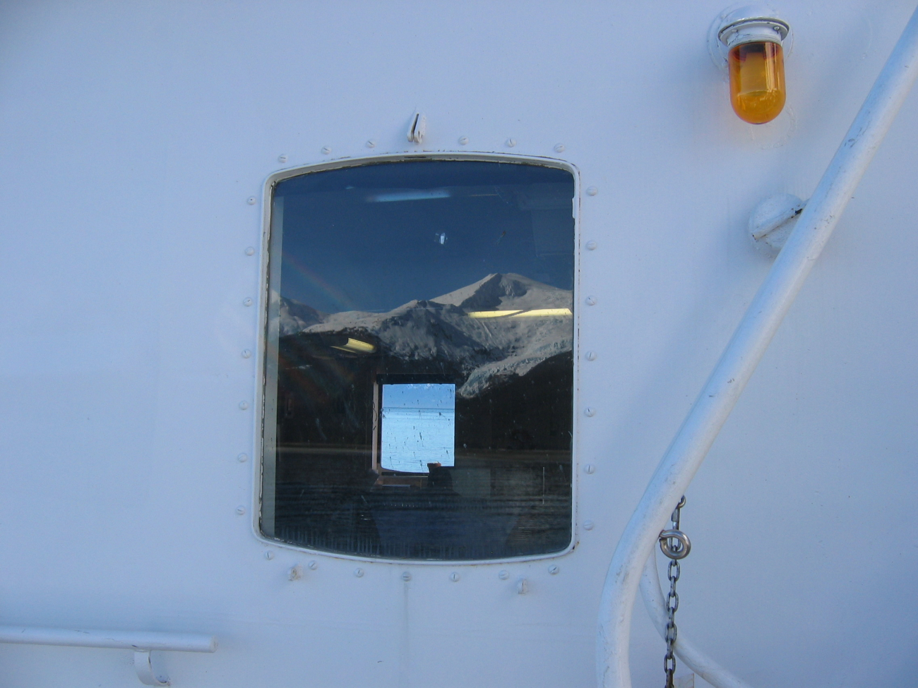 Reflections in a FAIRWEATHER window (Image credit: Crew and Officers of NOAA Ship FAIRWEATHER) Reflections in a FAIRWEATHER window