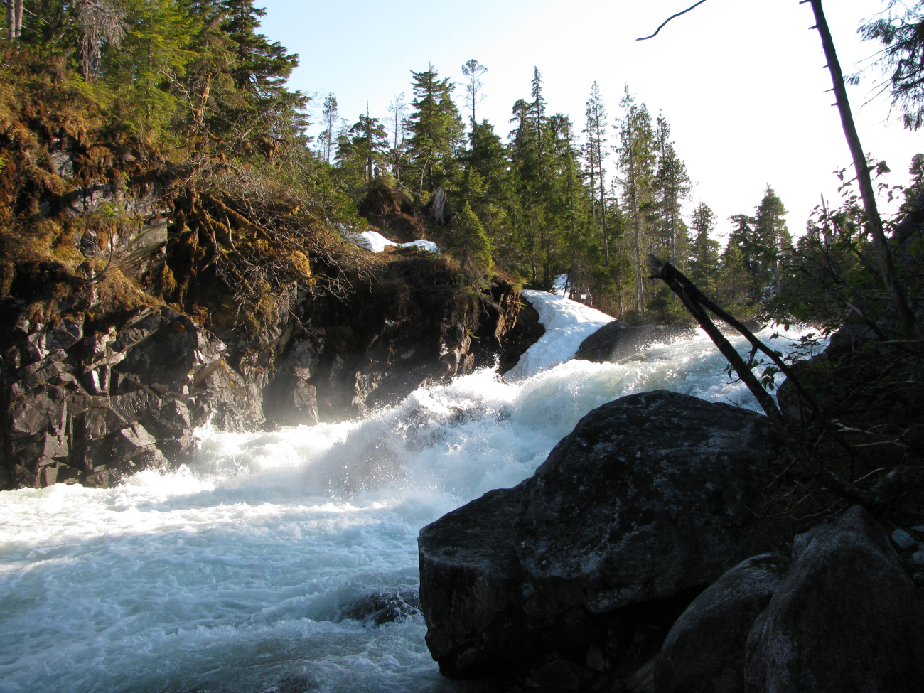 Baranof River waterfalls as they enter Warm Springs Bay (Image credit: Crew and Officers of NOAA Ship FAIRWEATHER) Baranof River waterfalls as they enter Warm Springs Bay