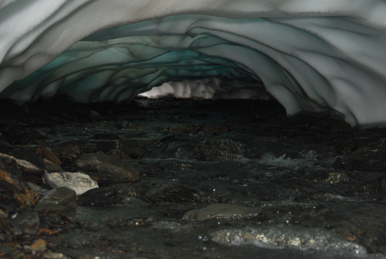 Stream running under a glacier in Seward area (Image credit: Crew and Officers of NOAA Ship FAIRWEATHER) Stream running under a glacier in Seward area
