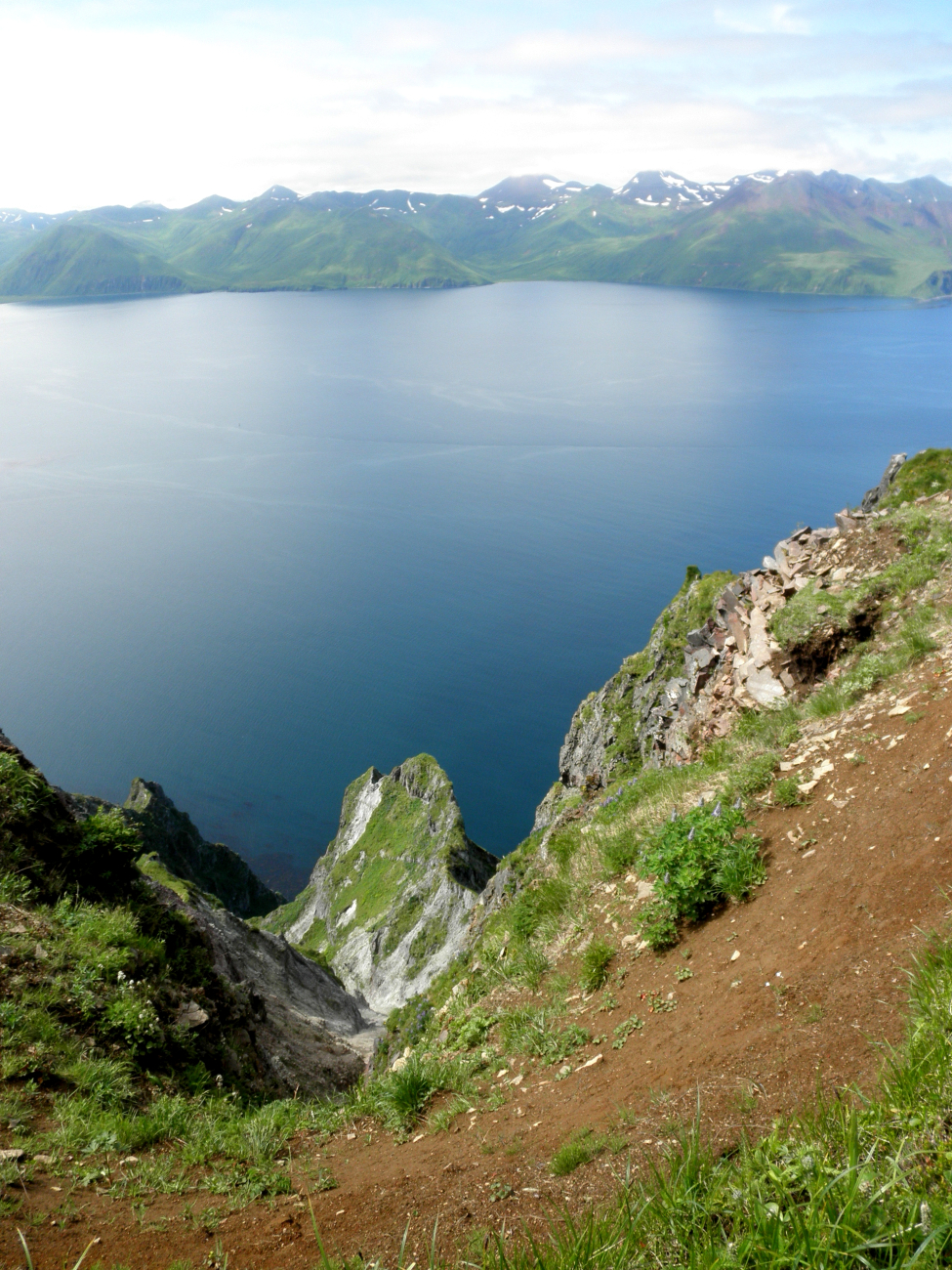 Looking down from an Aleutian cliff to the sea below (Image credit: Crew and Officers of NOAA Ship FAIRWEATHER) Looking down from an Aleutian cliff to the sea below