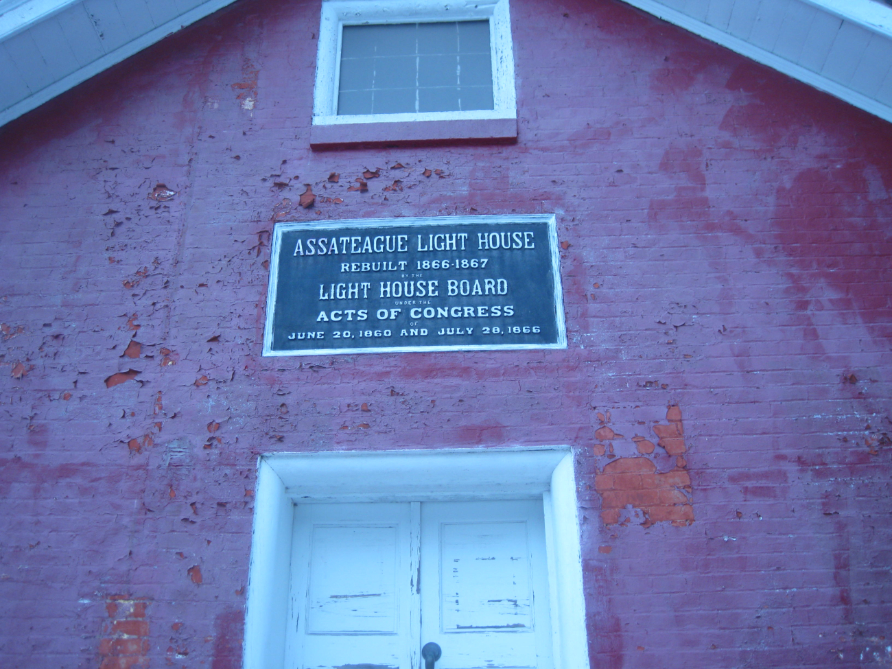 The plaque on the oil house at Assateague Lighthouse (Image credit: Captain Albert E. Theberge) The plaque on the oil house at Assateague Lighthouse